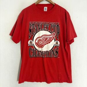 Vtg 1997 Detroit Red Wings Stanley Cup Champions Shirt XL Hockey Logo 7 Distress